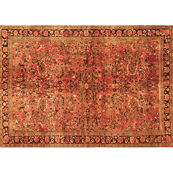 Ahgly Company Indoor Rectangle Oriental Orange Traditional Area Rugs, 5' x 8'