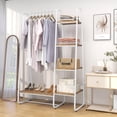 thumbnail image 3 of Costway Clothes Rack Portable Closet Storage Organizer 5-Tier Wood Shelves & Hanging Rod, 3 of 10