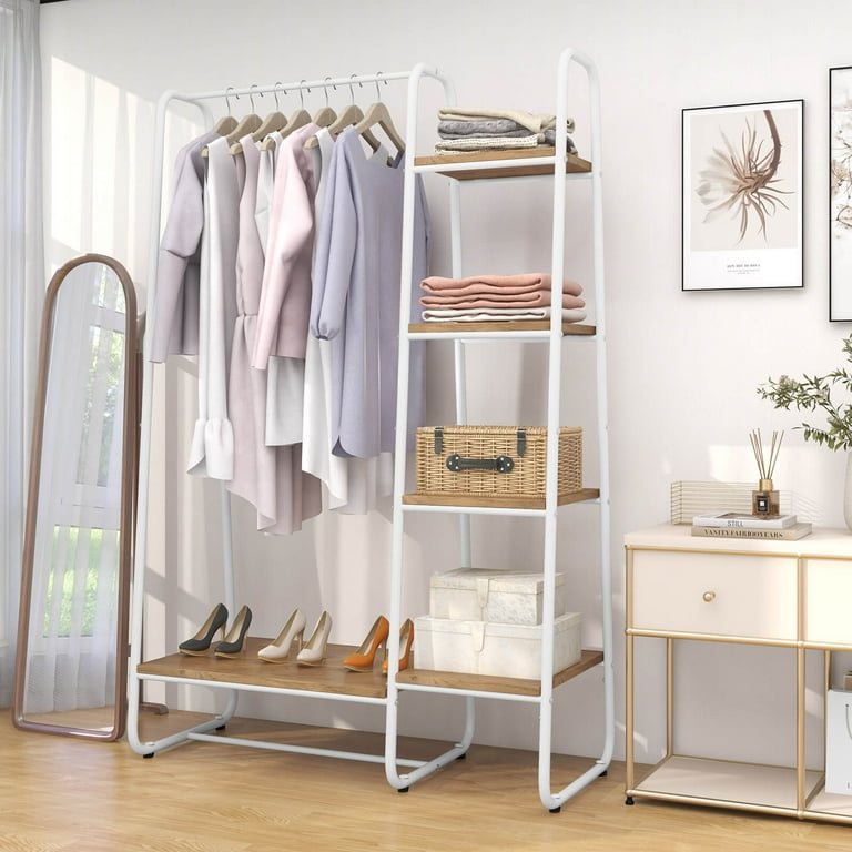 Costway Metal Garment Rack, Free Standing Closet Organizer, 5