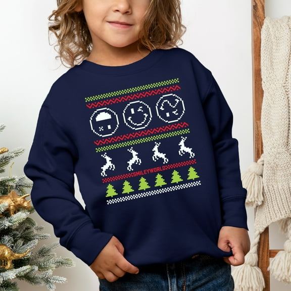 SmileyWorld Ugly Christmas Sweater Pixels - Toddler Graphic Sweatshirt