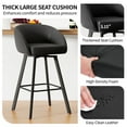 thumbnail image 5 of FIRAVOE Bar Stools with Back Set of 2, Swivel Bar Height Bar Stools with Footrest (30") Faux Leather Black Barstools for Kitchen Island, 5 of 9