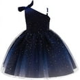 thumbnail image 3 of Girl One Shoulder Christmas Princess Dress Bowknot  Wedding Birthday Party Gown, 3 of 6