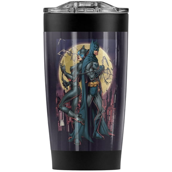 Batman And Catwoman Paint The Town Stainless Steel Tumbler 20 oz Coffee Travel Mug/Cup, Vacuum Insulated & Double Wall with Leakproof Sliding Lid | Great for Hot Drinks and Cold Beverages