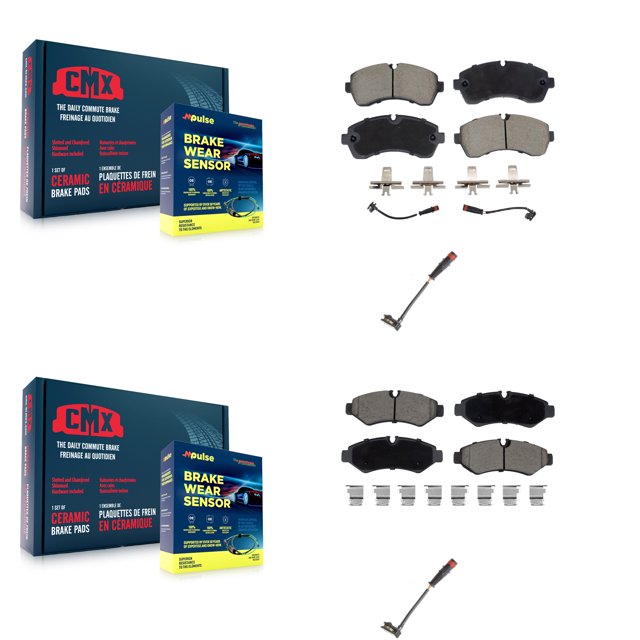 CMX Front Rear Ceramic Disc Brake Pads and Extra Wear Sensors Kit for Car Mercedes-Benz Sprinter 2500 1500 KCW-101135