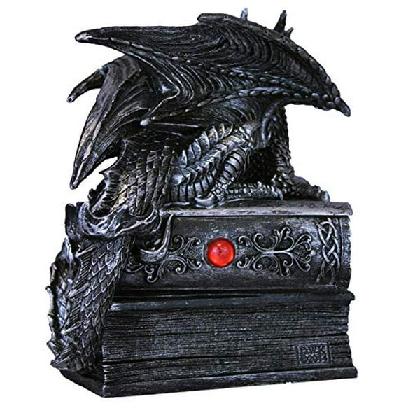 DWK 8 "Gardien des Bibliophiles Décoratifs Médiévale Gothique Dragon Trinquet Stash Boîte Statue avec Livre Caché Magique Compartiment de Rangement Secret pour la Décoration de la Maison de Fantaisie