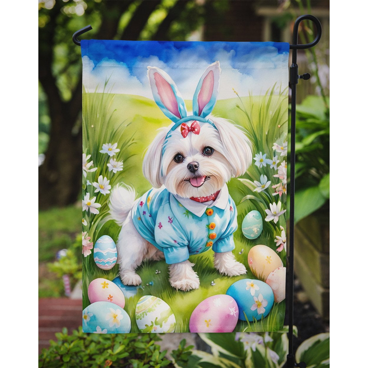 Maltese Easter Egg Hunt Garden Flag 11.25 in x 15.5 in
