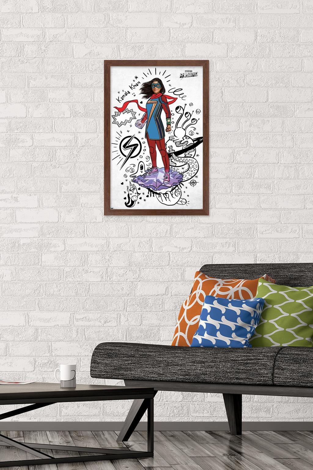 Marvel Ms. Marvel - Doodles Wall Poster, 14.725" x 22.375" Framed