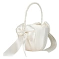 thumbnail image 3 of Cestas de flores para boda, cesta de pétalos de flores con mango decorativo, cesta elegante de satén blanco para decoración nupcial, 3 of 9