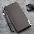 thumbnail image 4 of EeaseCA Portefeuille Long à Paragraphe avec Fermeture Éclair, Grande Capacité, Sac à Main à Fentes Multiples, Support, Sac de Rangement pour Téléphone pour Père, Homme, Amis, Café (Coffee), 4 of 7