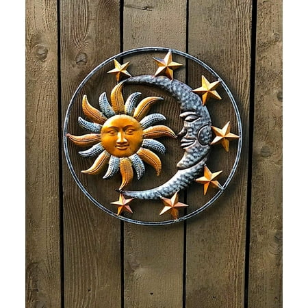 Large Metal Sun Moon Star Wall Art Sculpture Decor For Indoor Outdoor 17 Diameter Com - Sun Moon Stars Wall Art