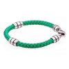 Arista Men's Fashionable Bracelet in Green Leather & Solid Stainless Steel, 8.5"