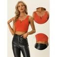 thumbnail image 2 of Top Corto Sin Mangas Allegra K Cuello En V Profundo Cremallera Lateral Casual Naranja XL, 2 of 6