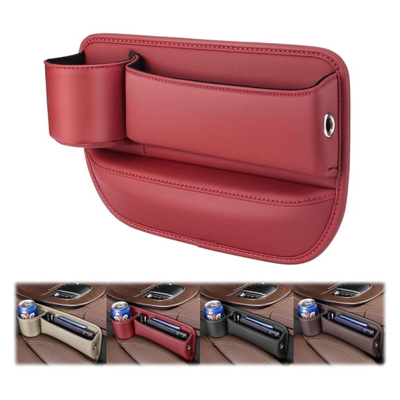 KCEHTA Car Seat Gap Filler Organizer, Car Leather Cup Holder Gap Bag, Multifunctional Car Seat Gaps Storage Box with Cup Holder