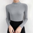 thumbnail image 4 of MYAOYINo Boundaries Womens Long Sleeve Mock Neck Tee Ribbed Knit Basic Slim Versatile Top, 4 of 6