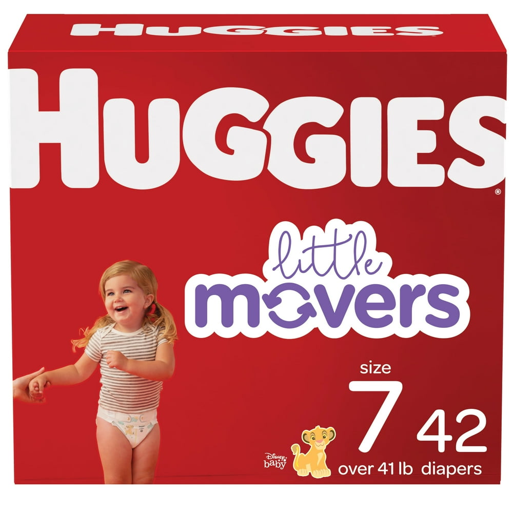 Huggies Little Movers Baby Diapers, Size 7, 42 Ct