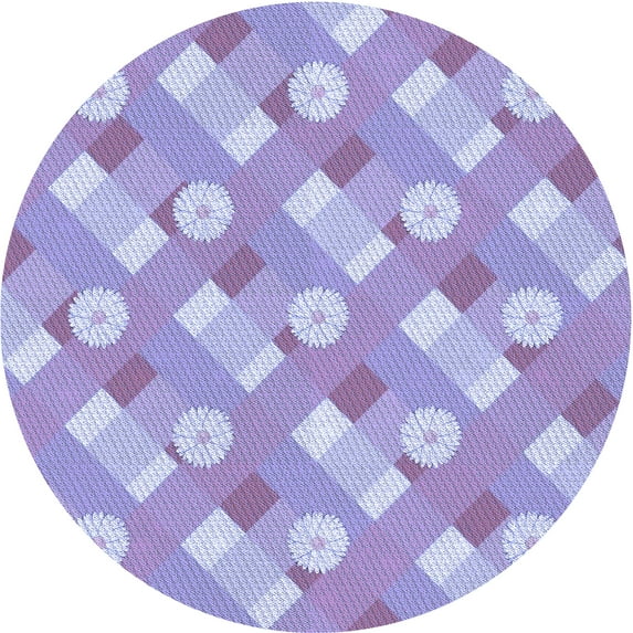 Ahgly Company Indoor Round Patterned Crocus Purple Area Rugs, 5' Round