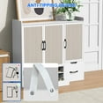 thumbnail image 3 of Multifunctional Shoe Cabinet with Stool, Adjustable Shelves Storage Organizer, Retractable Toe-Kick Drawer, Entryway Bench with Sturdy Top for Hallway, Living Room, White, 3 of 10