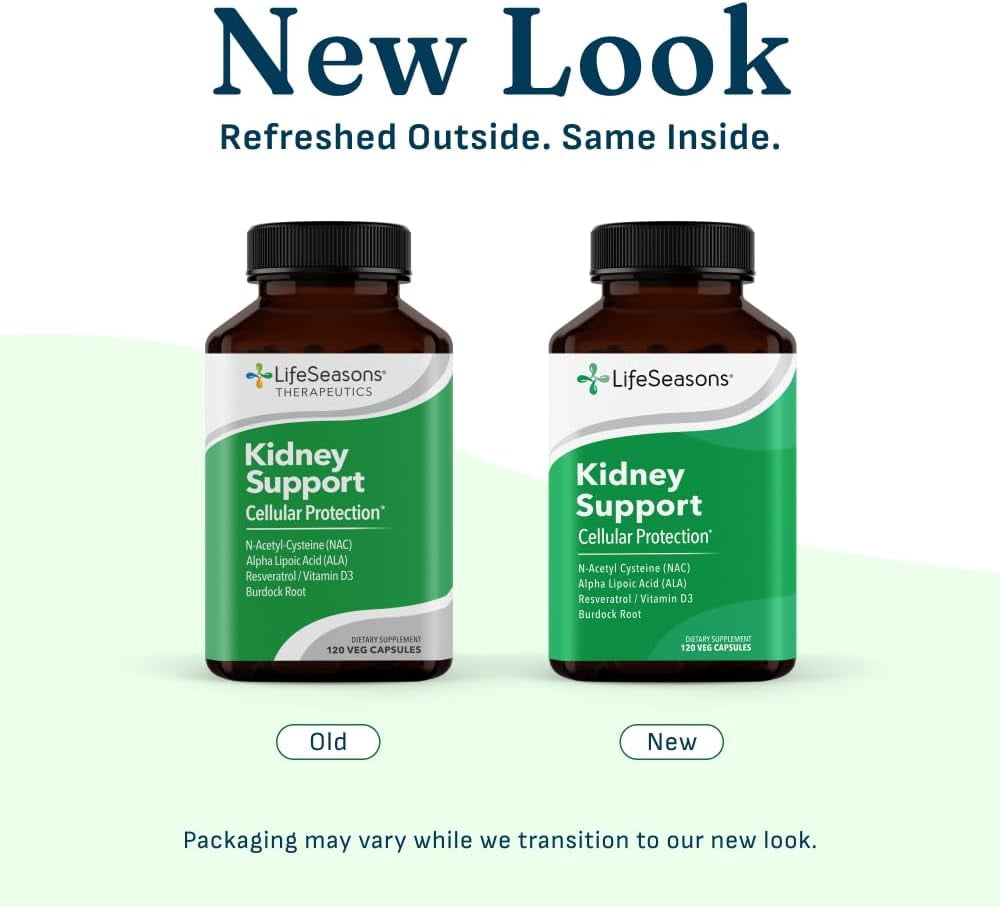 LifeSeasons Kidney Support Supplement – Cellular Protection with NAC, Alpha Lipoic Acid, Resveratrol, Burdock Root & Vitamin D3 – Supports Detox, Oxidative Stress & Renal Function – 120 Capsules
