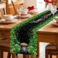 thumbnail image 6 of St. Patrick''s Day Table Runner 120 Inches Long Farmhouse Dress Scarves, Spring Shamrocks Green Gnomes Black Dining Tablerunner for Coffee Table/Kitchen Island/Party Décor, 13" x 120", 6 of 8