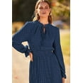 thumbnail image 6 of PRETTYGARDEN Women's Spring Fall Midi Dress Casual Long Sleeve V Neck Swiss Dot Pleated A Line Flowy Dresses, 6 of 6