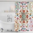 thumbnail image 3 of White Boho Shower Curtain, Waterproof Shower Curtains for Bathroom, Retro Ethnic Colorful Flower Aesthetic Art Washable Fabric Bathtub Curtain Set Bath Decor with 12 Hooks Extra Long 72"x96", 3 of 8