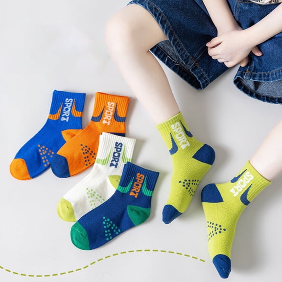 JCCXIN Toddler Kids Boys Crew Socks 5 Pairs Cotton Socks Cool Cartoon Graphic Soft Outdoor Socks Spring Summer Skin-Friendly Home Everyday Wear,A,6-8 Years