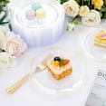 thumbnail image 4 of 60PCS Clear Plastic Plates Heavy Duty Clear Disposable Plates 7.5” Fancy Gold Dessert Platos Small Cake Plates Appetizer Platos Hard Round Plastic Disposable for Wedding and Party, 4 of 8