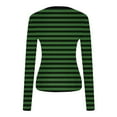 thumbnail image 5 of Fznquz Green Long Sleeve Tops for Women Casual Crewneck Striped Tee Trendy Fall T Shirts for Women, 5 of 6