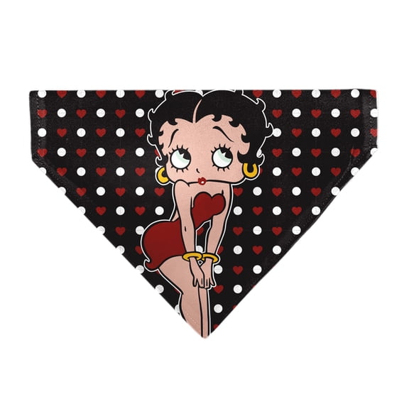Betty Boop Pet Bandana Betty Boop Hands On Knees Pose Heart Polka Dot Black Red Slip On Collar Bandana Only