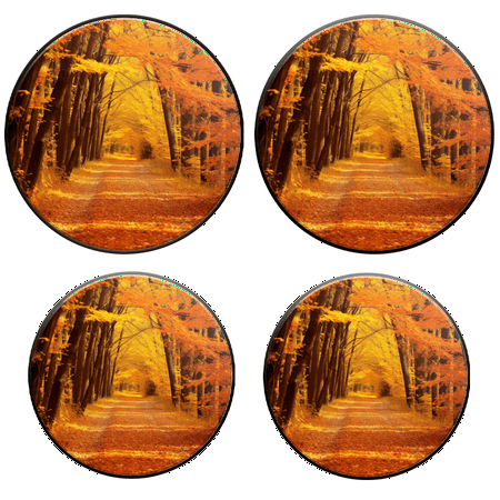 

BaHomeck Electric Stove Burner Covers Set of 4 Round Metal Gas Stove Burner Covers 8 Inch and 10 Inch Kitchen Decor Golden Autumn Forest With Leaves In Shades Of Yellow