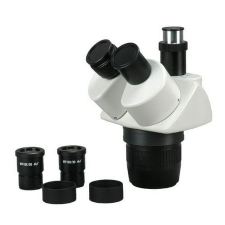 AmScope SW13TY Trinocular Stereo Microscope Head, WH10x Eyepieces, 10X/15X/30X/45X Magnification, 1X/3X Objective, Inclu