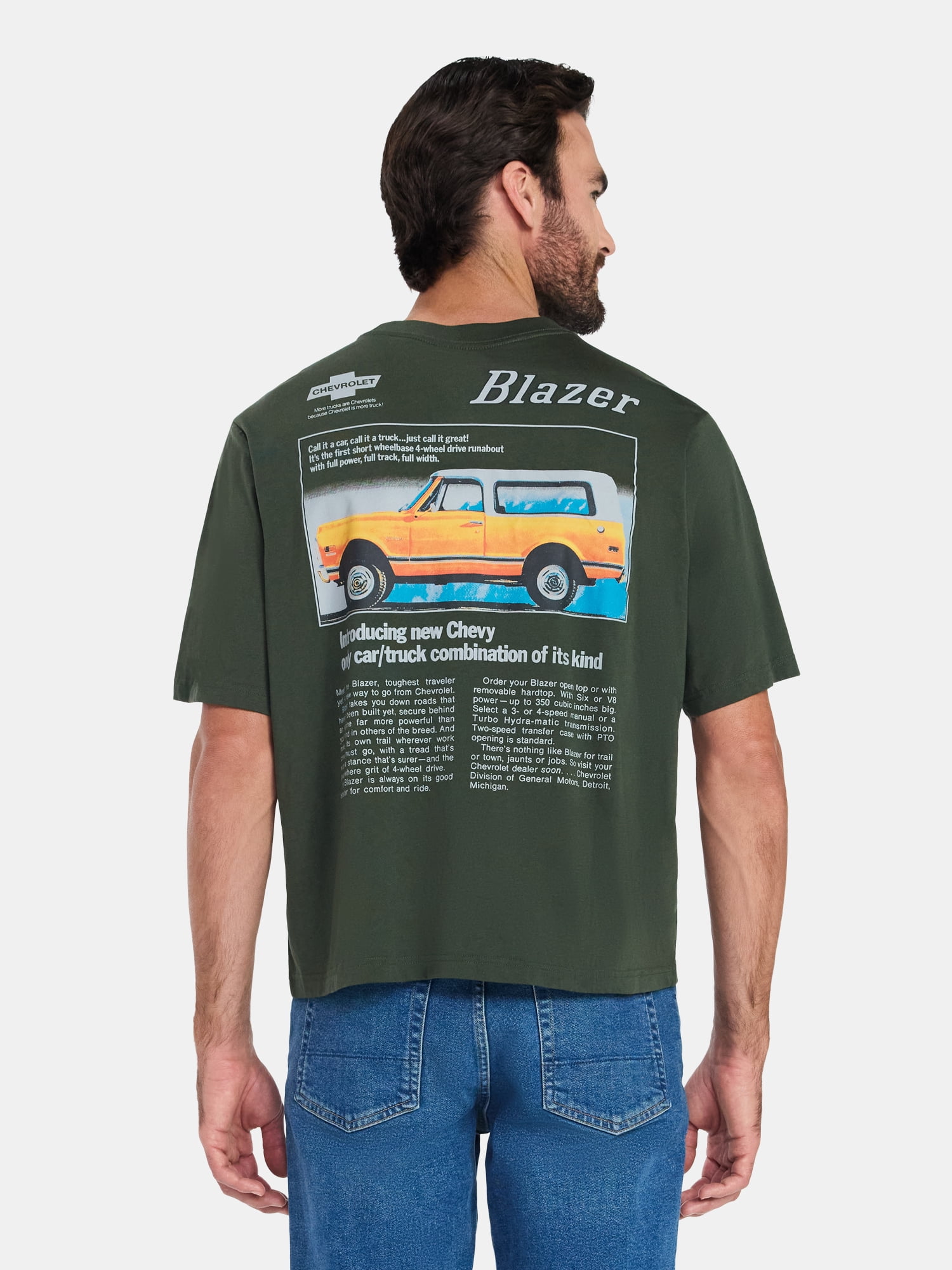 Chevy Blazer Men's and Big Men's Front Back Cropped Graphic Tee with Short Sleeves, Sizes S-2XL