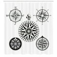 thumbnail image 3 of Ambesonne Compass Shower Curtain, 5 Windroses Angles, 69"Wx70"L, Black and White, 3 of 3