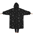 thumbnail image 2 of Oversized Wearable Blanket Hoodie,Black White Gothic Geometry Sun Moon Pattern Sherpa Blanket Hoodie with Super Pockets,Super Warm Fuzzy Pullover for Women & Men, 2 of 6