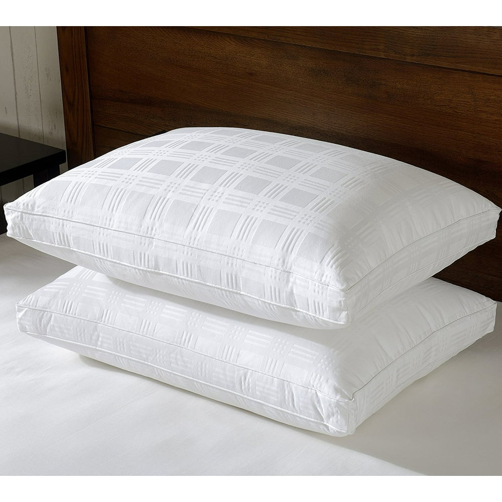 Set of 2 Luxury White Down Bed Pillow,Gusseted, 600 Thread Count Egyptian Cotton Fabric , 650