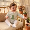 thumbnail image 4 of RUINIXCW Infant Boy Birthday Romper Long Sleeve Crew Neck Number Embroidery Jumpsuit, 4 of 5