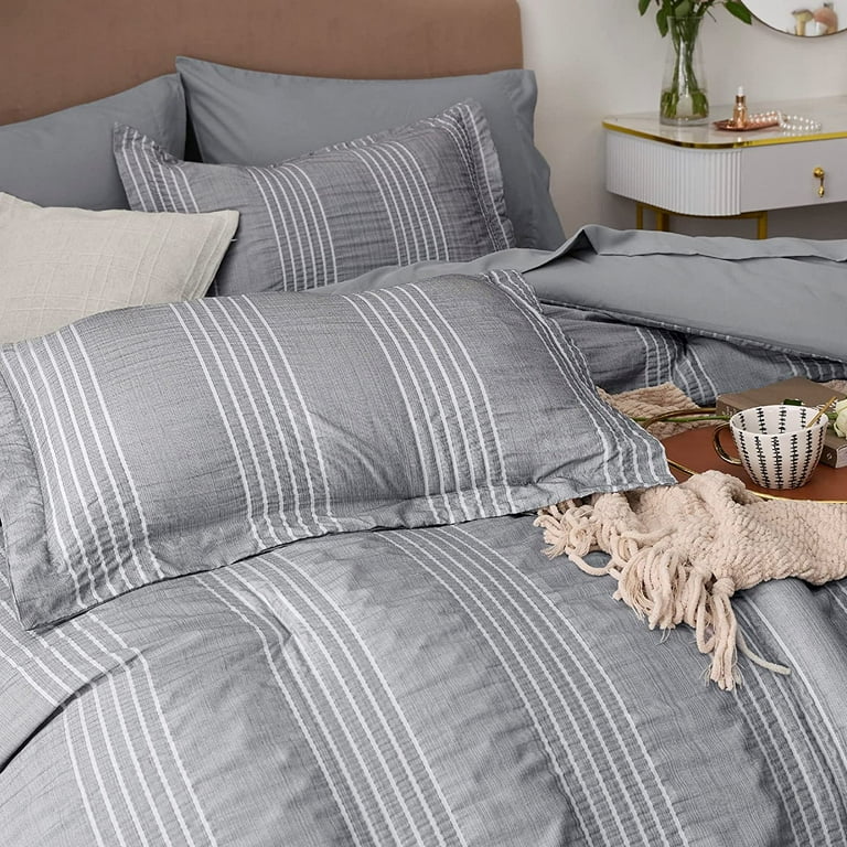 Bedsure Full/Queen Comforter Sets, 7 Pieces Bed in a Bag - Stripes  Seersucker Bedding Set with Comforter, Flat Sheet, Fitted Sheet, Pillow  Shams