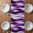 thumbnail image 6 of Purple Striped Ombre Table Runner - 72 Inch Long, Kitchen Dining Table Runner Dresser Scarves, Modern Purple Moire Geometric Farmhouse Decor for Coffee Tables Wedding Party Banquet, 6 of 8