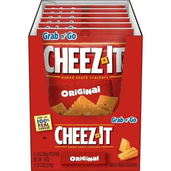Cheez-It Original Baked Snack Crackers – 6 Pack × 3 oz Each – Classic Cheesy Cookies