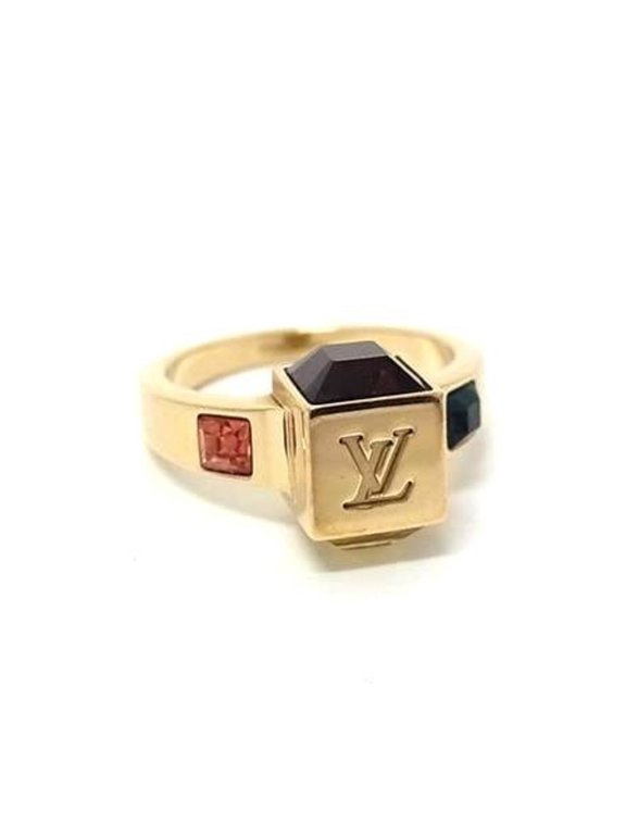 Pre-Owned LOUIS VUITTON Louis Vuitton Ring Bague Gamble M75425 Gold Metal Rhinestone Women's...