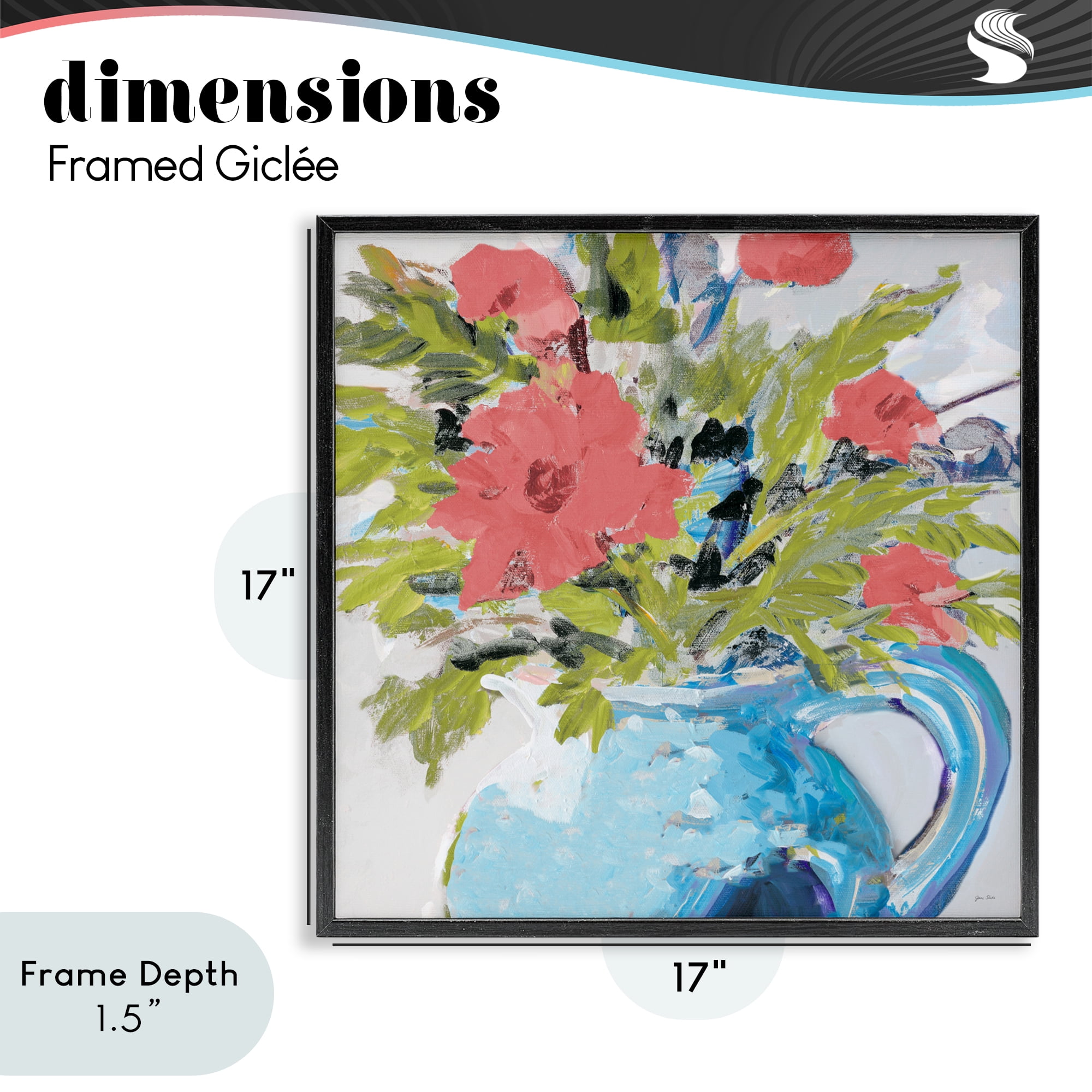 Stupell Industries Daisies in Blue Vase Black Framed Giclee Art, design by Jane Slivka