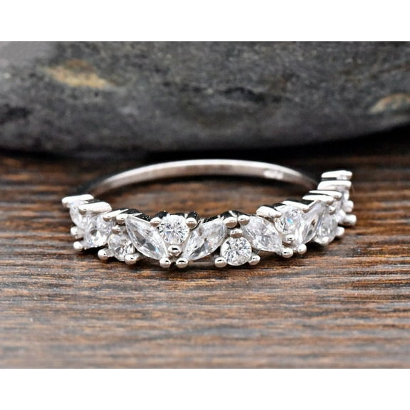 Eclet Jewels White Gold Over 14K Silver Diamond Rings - Marquise Cut Excellent 1.4 Ct Diamond Rinsg For Women's - Minimal Diamond Rings for Women's - Leaf Shape Marquise diamond Rings for Women's
