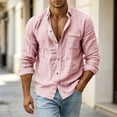 thumbnail image 4 of SAWOBUUN Mens Button Down Shirt Long Sleeve Collared Crinkle Casual Beach Holiday Shirts, 4 of 8