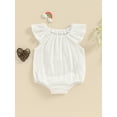 thumbnail image 5 of Baby Girls Romper, Sleeveless Off-shoulder Solid Infant Bodysuit Summer Clothes for Casual Daily, 5 of 10