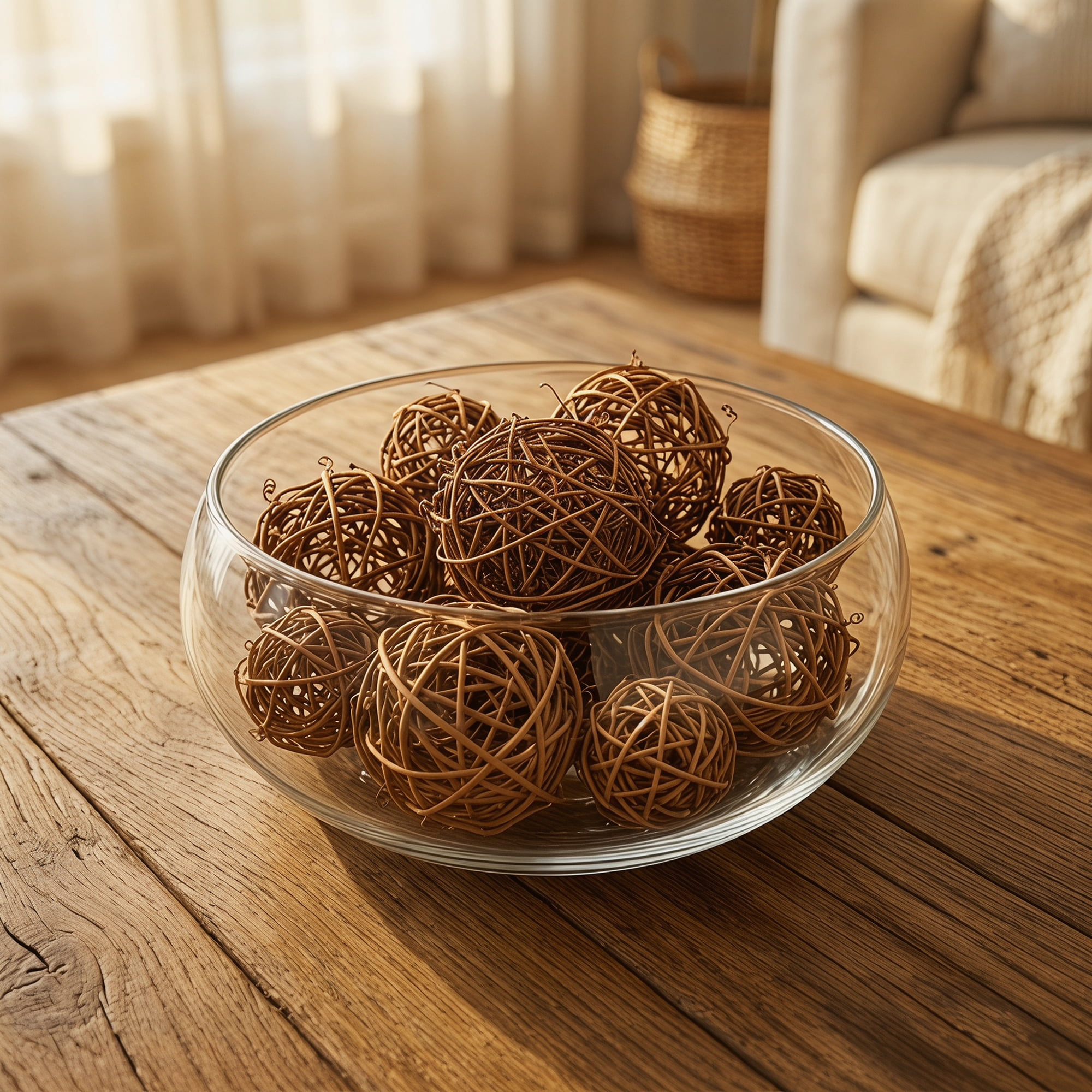 Unique Bargains 10Pcs Durable Rattan Balls Natural Wicker Spheres Orbs Brown 2"x2"x2"