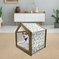 thumbnail image 3 of Deer Pet House, Animals with Old Text Pattern Christmas Theme Vintage Inspired Illustration, Outdoor & Indoor Portable Dog Kennel with Pillow and Cover, 5 Sizes, Turquoise Brown Beige, by Ambesonne, 3 of 5