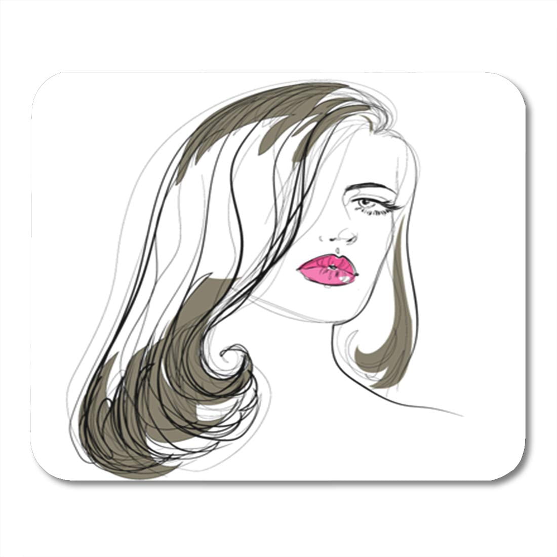 KDAGR Beautiful Woman Drawing Hairstyle Makeup and Beauty Straight Hair  Mousepad Mouse Pad Mouse Mat 9x10 inch 