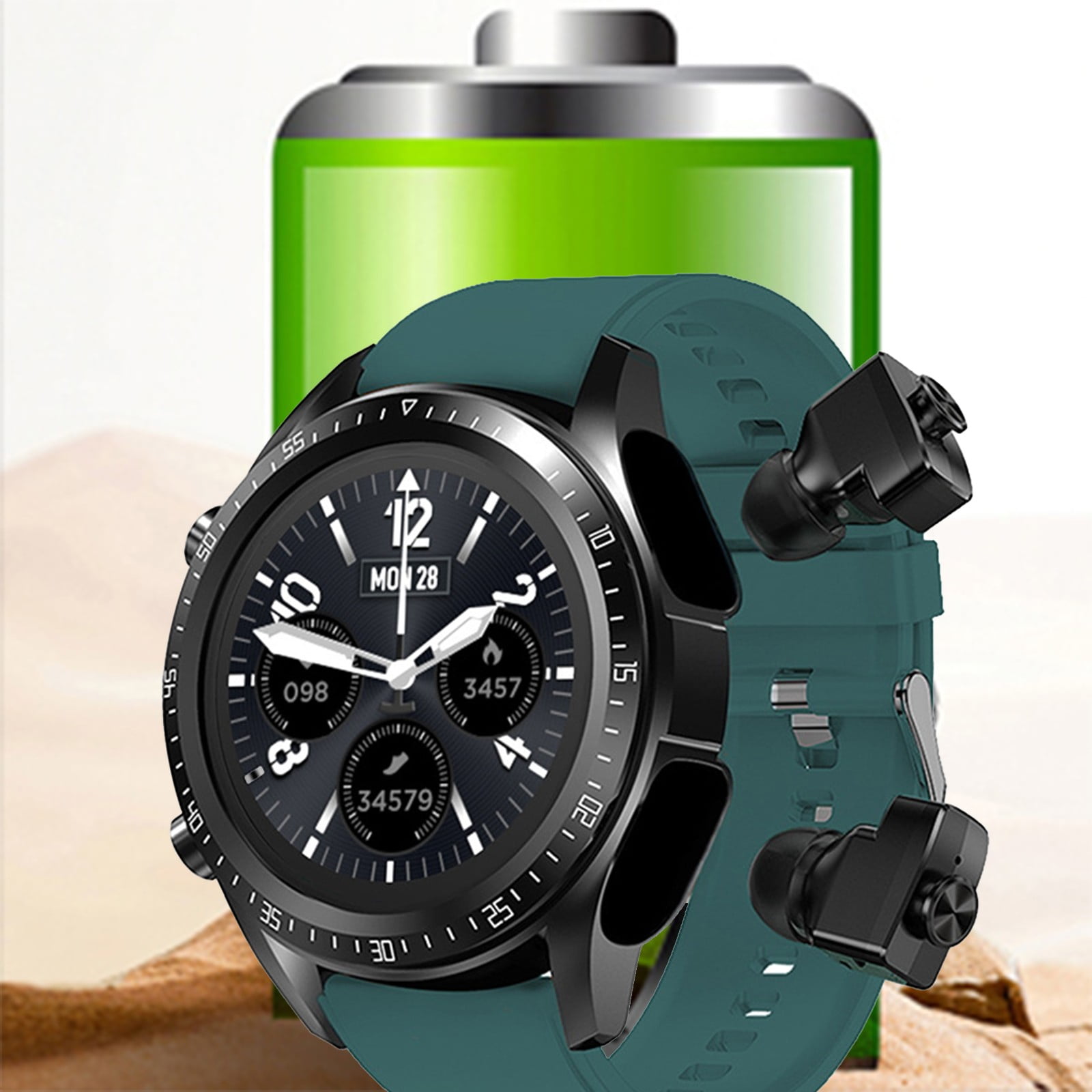 Outoloxit 2-in-1 Sports Smartwatch with Wireless Earphones, 1.32 Inch Alloy Screen, IP67 Waterproof, Multi-Sport Modes, Works with iOS & Android, Long Battery Life