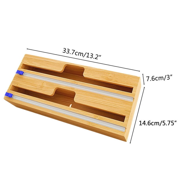 Plastic Wrap Organizer for Drawer 3 in 1 Storage Dispenser for Aluminum