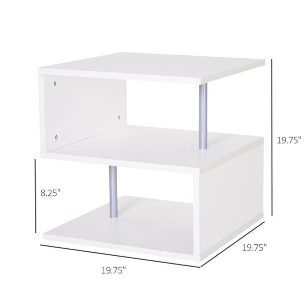 2 Tier Side End Coffee Table Storage Shelves Sofa Couch Living Room ...